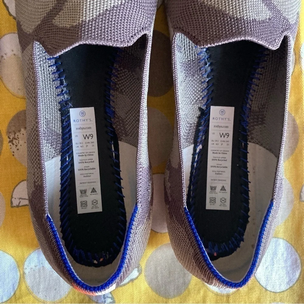 Rothy’s mink gray camo loafer flats size 9